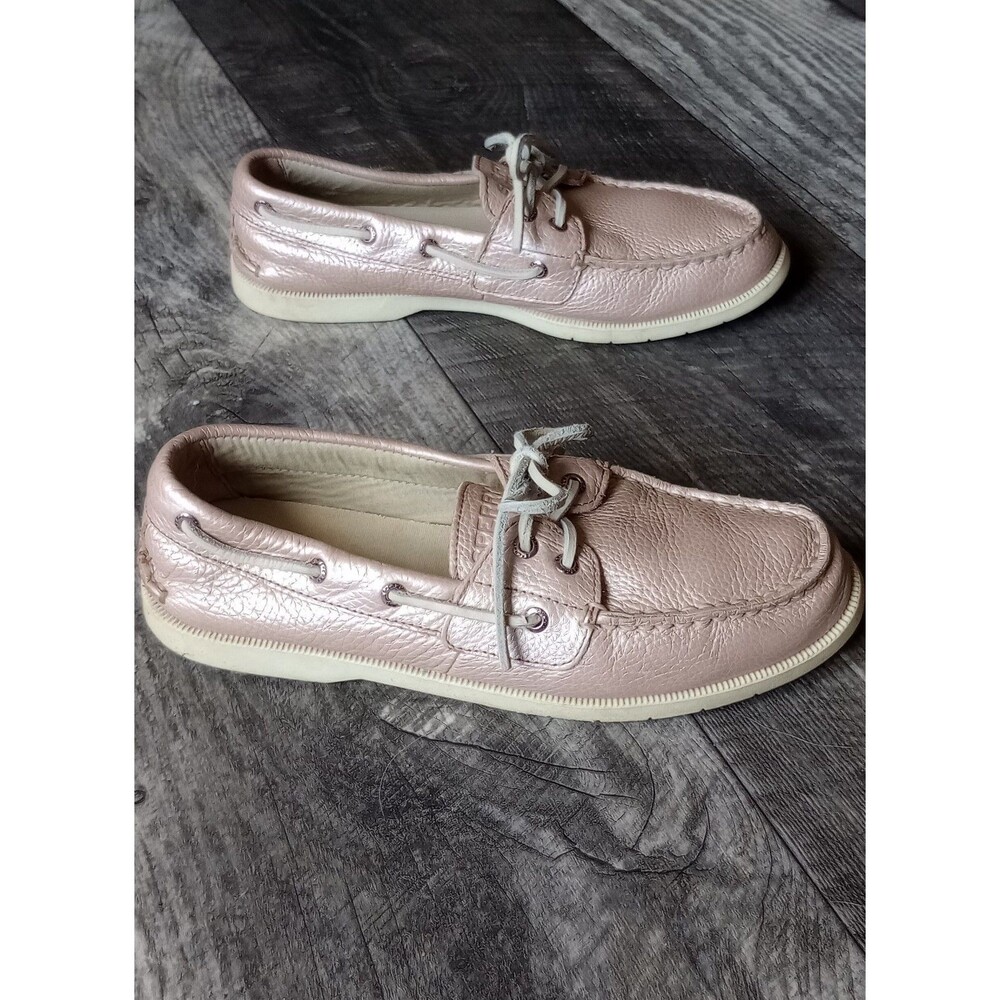Sperry Women's 7.5 Metallic Rose Leather Slip On Boat Shoes